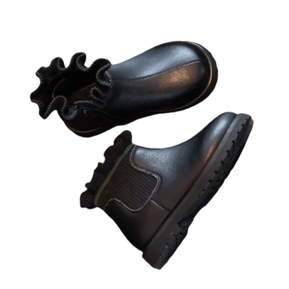 Booties Black Chelsea Big Girls Ankle Boots Size 6 Side Zip New - Picture 12 of 16